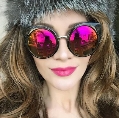 Large Cat Eye Round Circle China Doll Celebrity Designer Big Sunglasses 6734 NEW