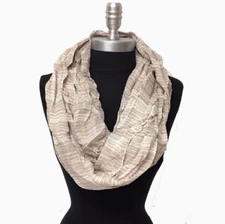 New Fashion Infinity Scarf Wrap 2-Circle Striped Beige White Soft HIGH QUALITY