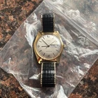 Vintage Timex Marlin Watch Men 35mm Gold Tone Date Day 1979 Manual Wind