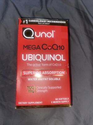 Qunol Mega Ubiquinol CoQ10 Vitamins 100mg - 60 Softgels