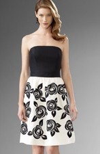 NWT White House Black Market Blossom Floral Silk Strapless Dress Sz 4