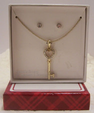 New Genuine Crystal 18" Necklace and Matching Pierced Earring Set