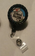 "School Nurse" Retractable ID Name Badge Holder-Alligator Clip