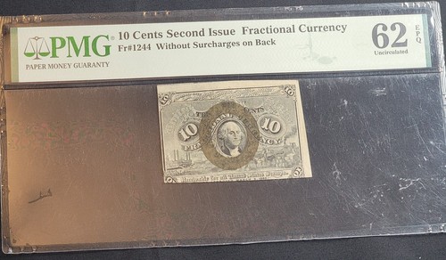 (1863-67) Second Issue 10-cent Fractional Note, Fr. 1244, PMG Unc. 62 EPQ. - Picture 2 of 5