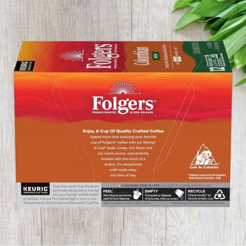 Folgers 100% Colombian Decaf Coffee, Keurig K-Cup Pod, Medium Roast - Picture 2 of 2