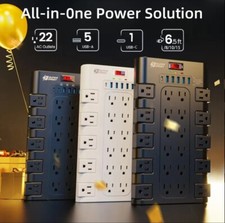 Surge Protector Power Strip 22 AC Outlets 6 U...
