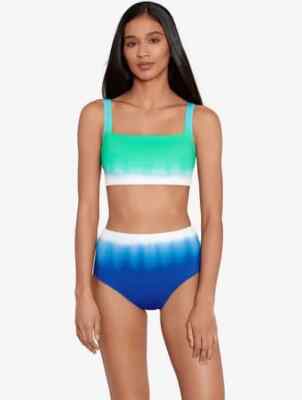 Lauren Ralph Lauren Womens Ombre Square Neck Bikini Swim top, Multi, 10