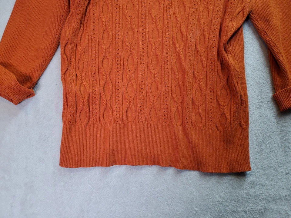 Suéter Studio 1940 Mujer XL Naranja Rayón Tejido Apretado Manga Larga Cuello en V Pullover Foto 3 de 4