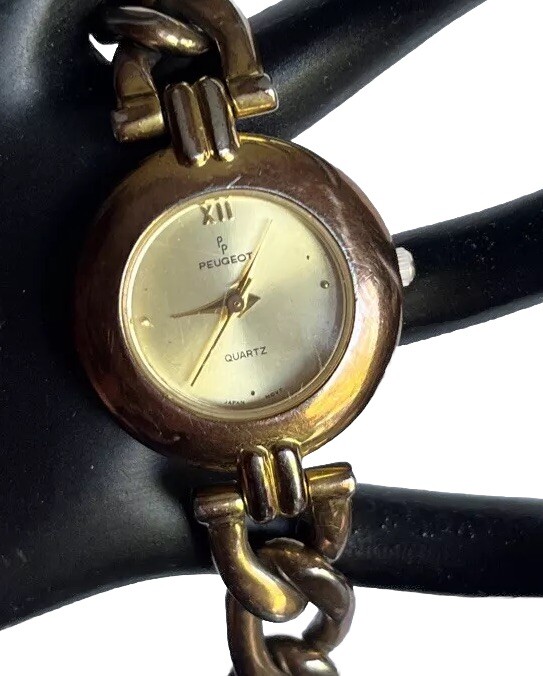 Womens Watch Chain Link PEUGEOT Heavy Goldtone 7 1/2” H20 | eBay display picture 1