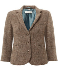 Kate Moss Vtg Topshop Country Heritage Blazer Harris Tweed Jacket Herringbone 8