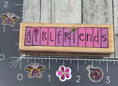 Kolette Hall Girlfriends Flowers 2006 Rubber Stamp Wood #i16