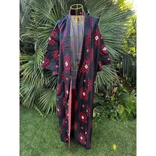 Long Kimono Duster Black Red White  Pink Open Jacket Robe