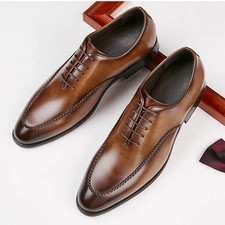 Gentleman Men Brown Lace Up Casual Shoes Male Formal Wedding Dress