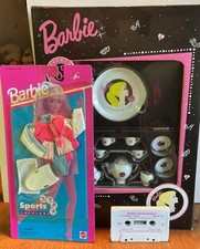 NIB Barbie 35th Anniversary Miniature China Tea Set Sports Outfit Rockers Tape