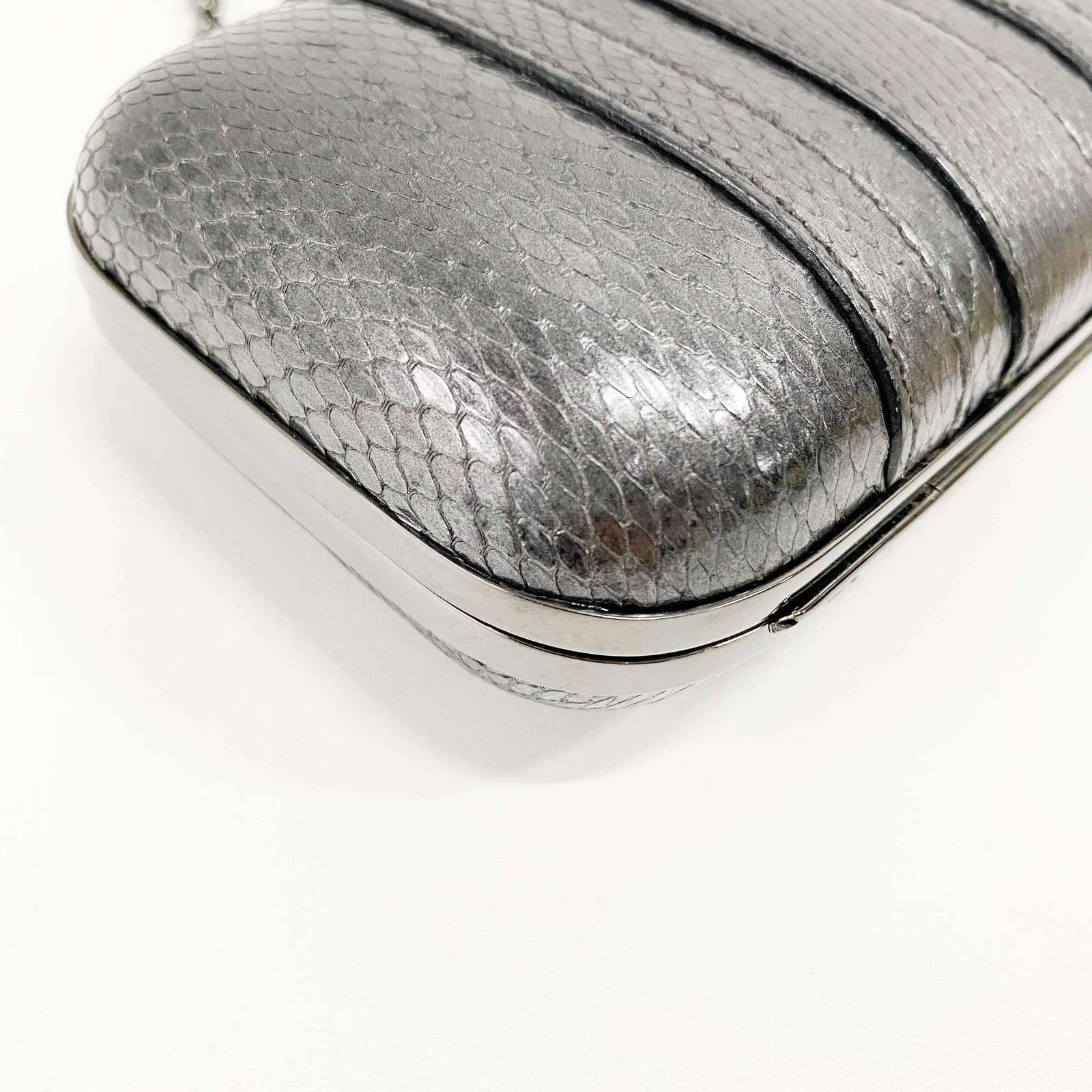 GUCCI Pewter Metal Grey Python Embossed Hand Bag - image 10