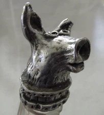 Cute Vintage Whimsical Pig's Head on Glass Shaker, Silvie Goldmark 5-1/4"