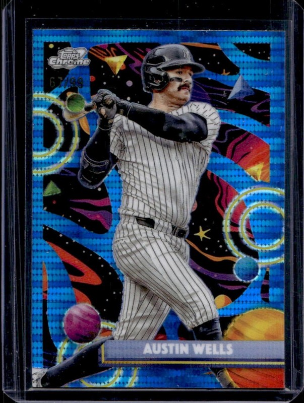 2025 Topps Cosmic Chrome Austin Wells Blue Moon Refractor #/99 New York Yankees