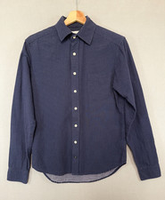 Taylor Stitch Shirt Mens XS Navy Blue White Polka Dot Organic Cotton Size 36