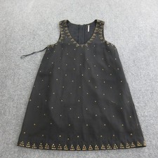 Free People Dress Womens 2 Black Gold Studded Sleeveless Shift Party Mini