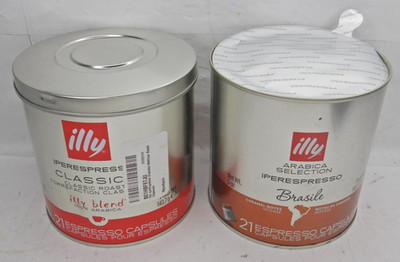 (2) Illy Coffee Iperespresso Brasile & Calssico Capsules 21 Count BB 08/2025
