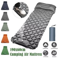 UK Inflatable Mat Camping Sleeping Self Inflating Mattress Bed Air Pillow Hiking