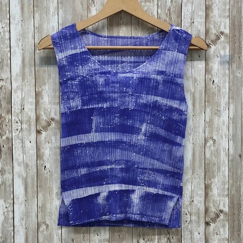 Pleats Please, PLEATS PLEASE ISSEY MIYAKE PP31-JK921 Camisole Sleeveless Top Blue Size 3