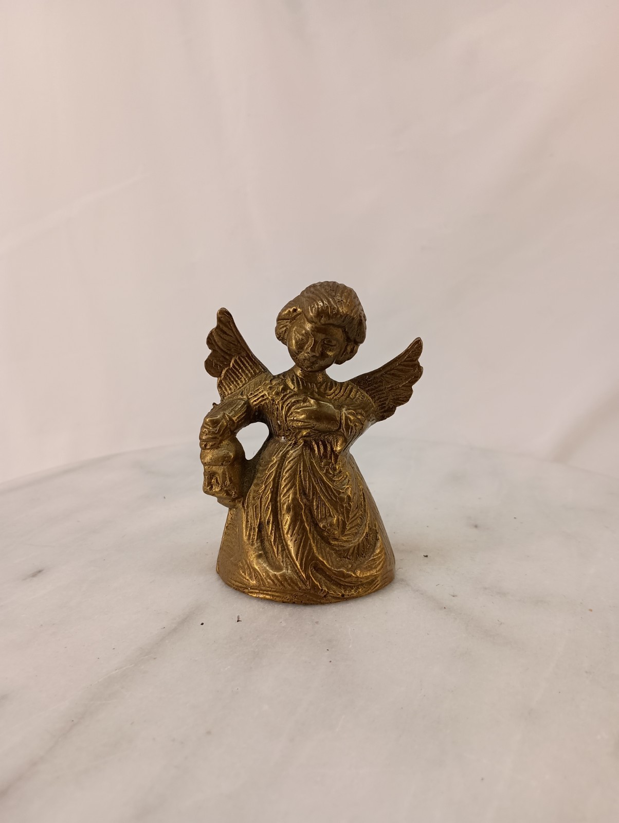 Vintage Solid Brass Angel Bell Detailed Engraving 3