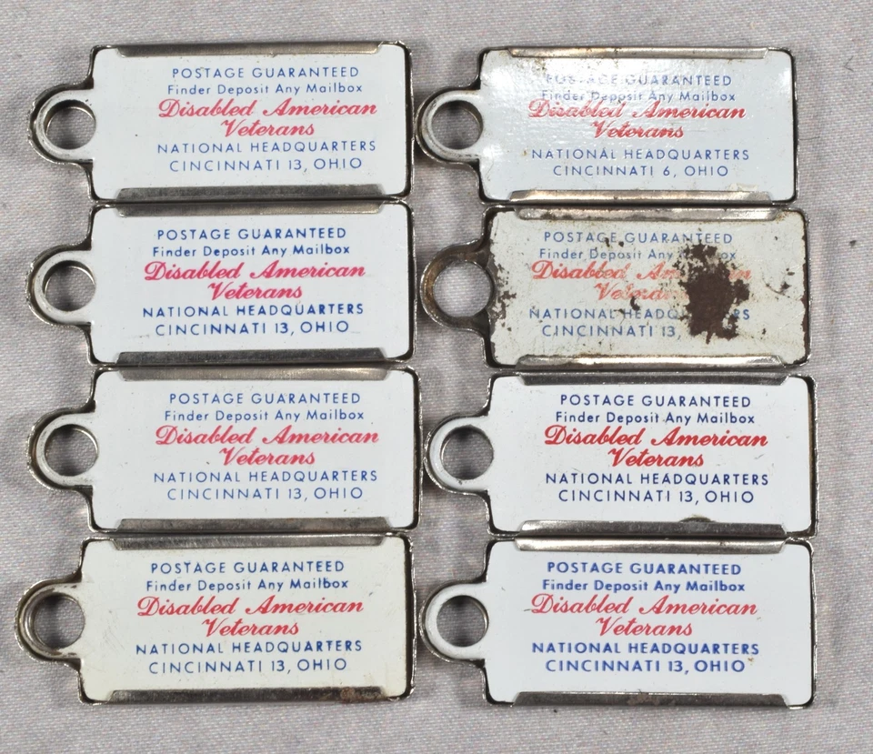 8 Vintage Kansas DAV Keychain License Plate Tags 1955, 1956, 1957, 1961, 1962 - Image 2 of 2
