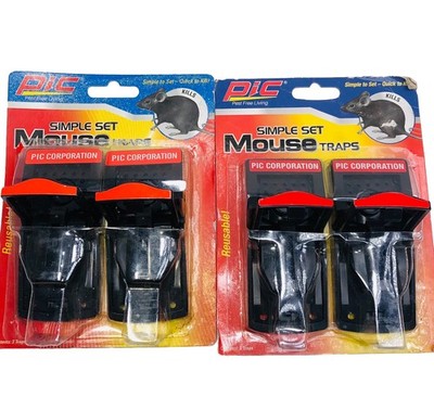 Mouse Traps PIC Corporation PMT-2 Plastic Reusable Simple Set 2 Pack 4 Total
