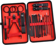 18 Piece Nail Clippers Set Manicure Pedicure Kit Stainless Steel Travel Case