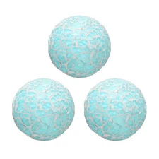 3Pcs Decorative Glass Balls 2.36 Inch Orbs Centerpiece Balls, Light Blue