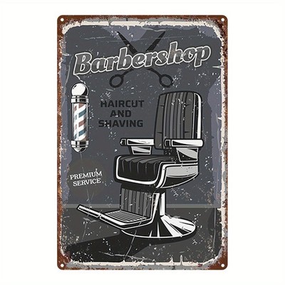 Vintage Barber Shop Sign 8x12 Metal Decor
