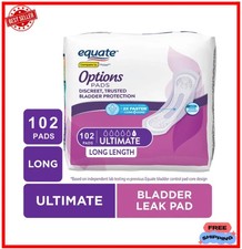 Equate Options Incontinence Pads, Ultimate Absorbency, Long Length, 102 Count