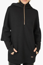 Sweaty Betty Double Sleeve Half Zip Hoodie In Black Size Women's Medium