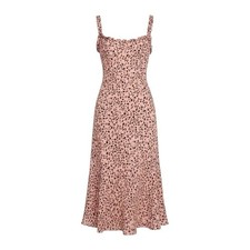 Reformation Panther Ruffle Strap Lui Dress Nude Pink Leopard Size 10