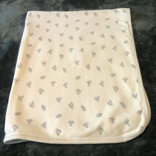 Ralph Lauren Baby Blanket White Blue Bear Print RL Bears Security Lovey