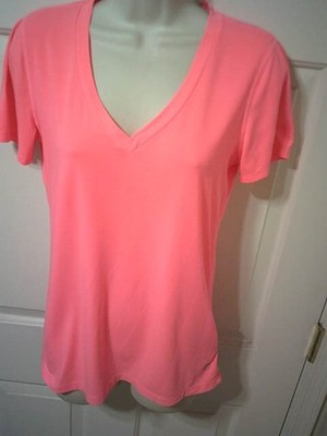 CUTE GAP BREATHE V-NECK NEON CORAL SIZE SMALL ACTIVEWEAR TOP EUC  