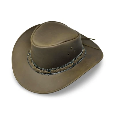 Lederhut Western Cowboy – Outdoor Hut Reiten, Wandern & Abenteuer Braun - Bild 1 von 4