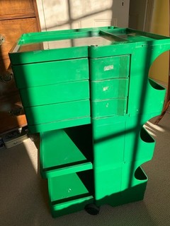 Joe Colombo Boby green storage trolley on castors