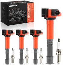A-Premium 4x Red Ignition Coil & 4x Iridium Spark Plug for Honda Accord Acura