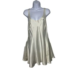 Victoria’s Secret Satin Lace Ivory Slip Dress Y2K Crisscross Back Coquette Sz L