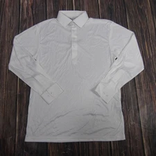 Collars & Co. Dress Collar Polo Shirt Mens Medium White Long Sleeve Button Cuff