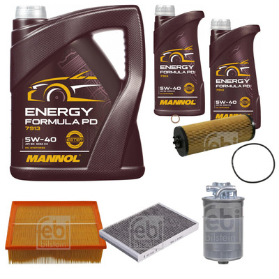 FEBI BILSTEIN Inspektionspaket 7L MANNOL Energy Formula PD 5W-40 für Audi A4
