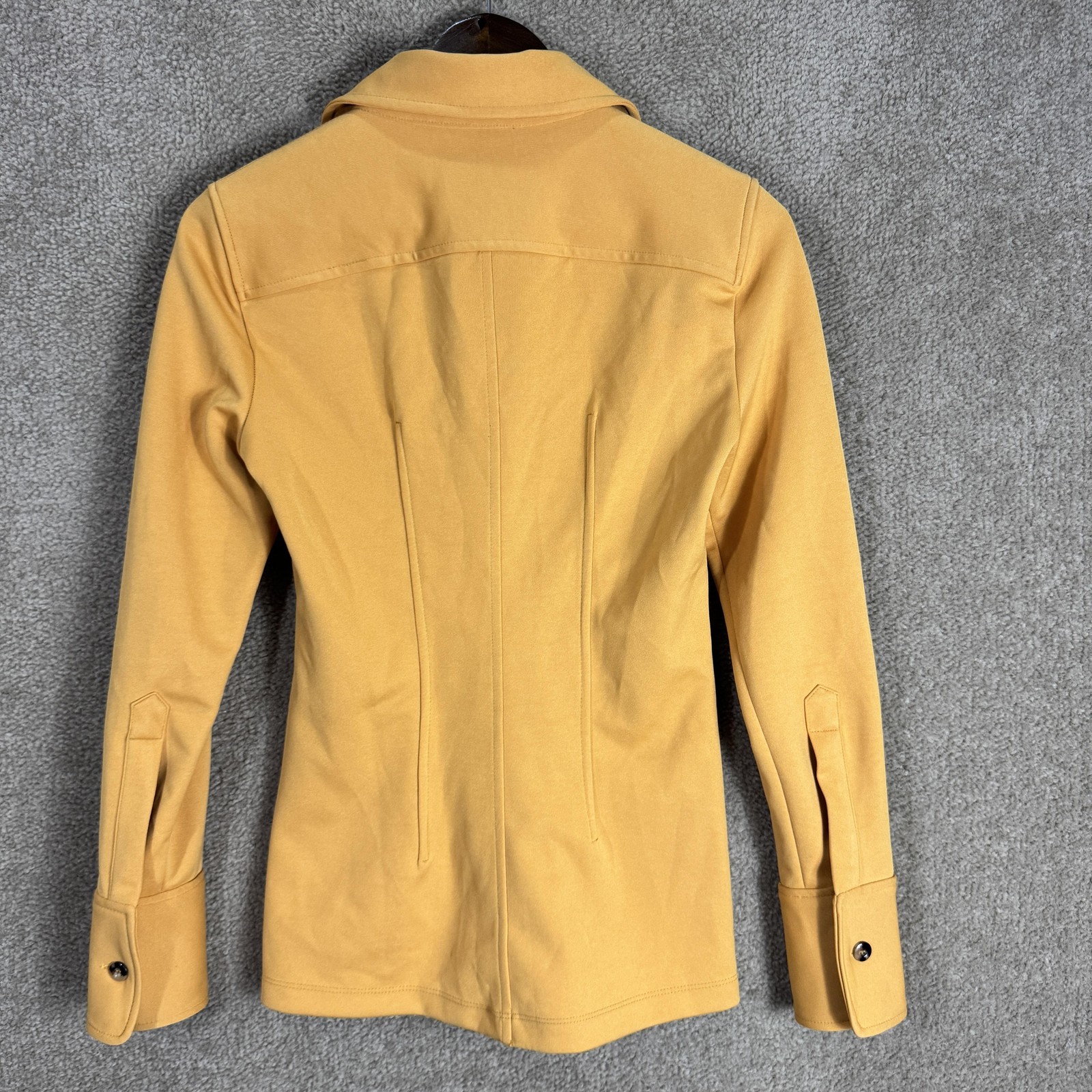 Zara Shirt Womens Small Yellow Button Front Fitted Long Sleeve Pockets Top thumbnail 8