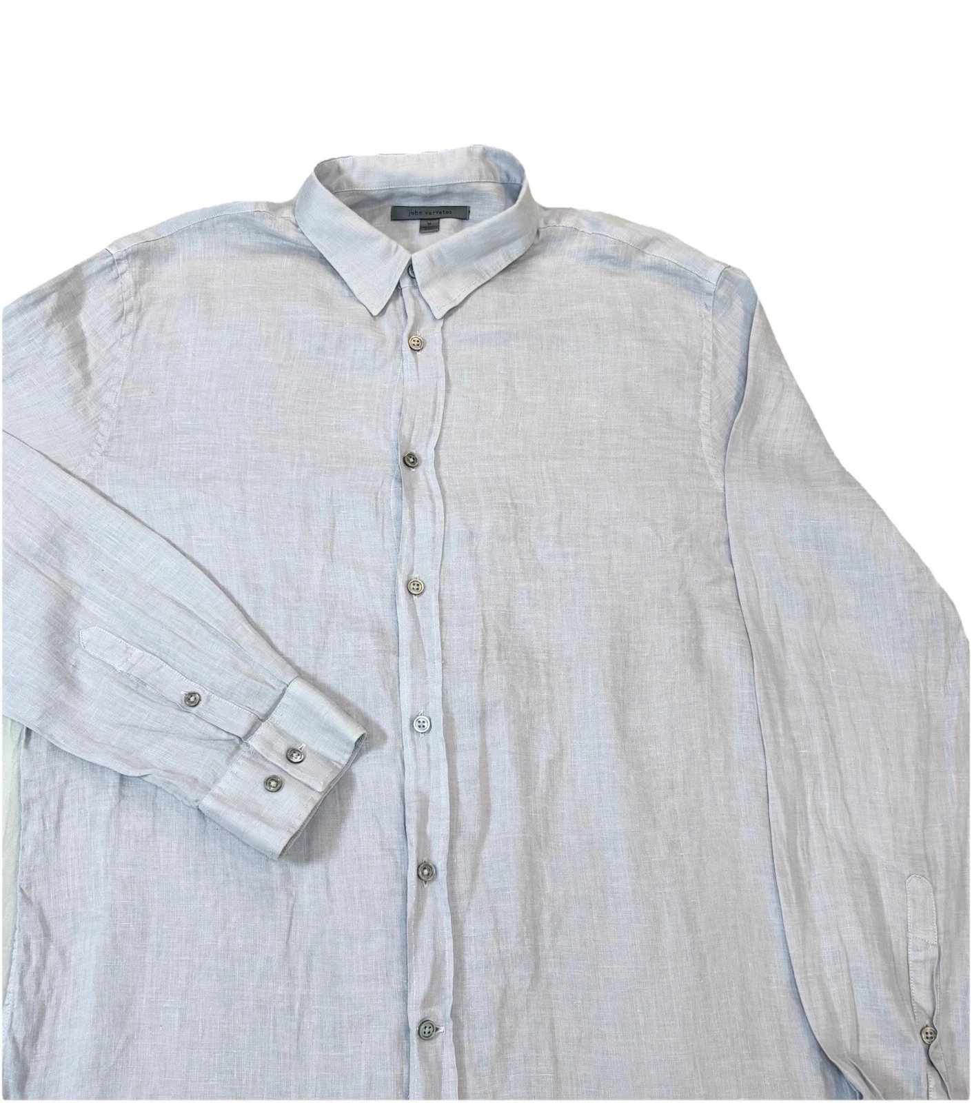 John Varvatos Linen Button Up Shirt Men’s Medium Gray