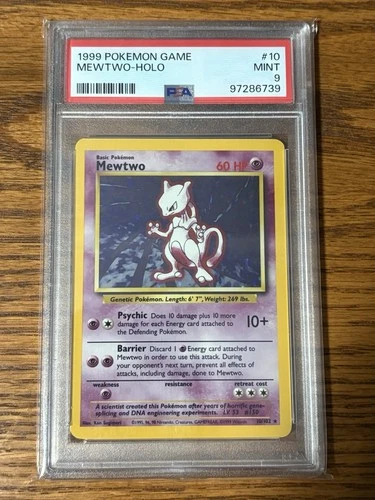 Pokémon Mewtwo Base Set Holo Rare 10/102 PSA 9 1999 Pokémon TCG Wizards English