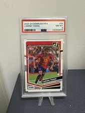 2023-24 Panini Donruss FIFA Lamine Yamal #54 (RC) PSA 8 Spain Rookie