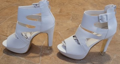 Weiße High Heels mit Riemchen Und Reißverschluss Größe 39