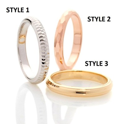 Technibond Diamond Cut Band Ring 14K Yellow Rose Gold or Platinum Clad Silver