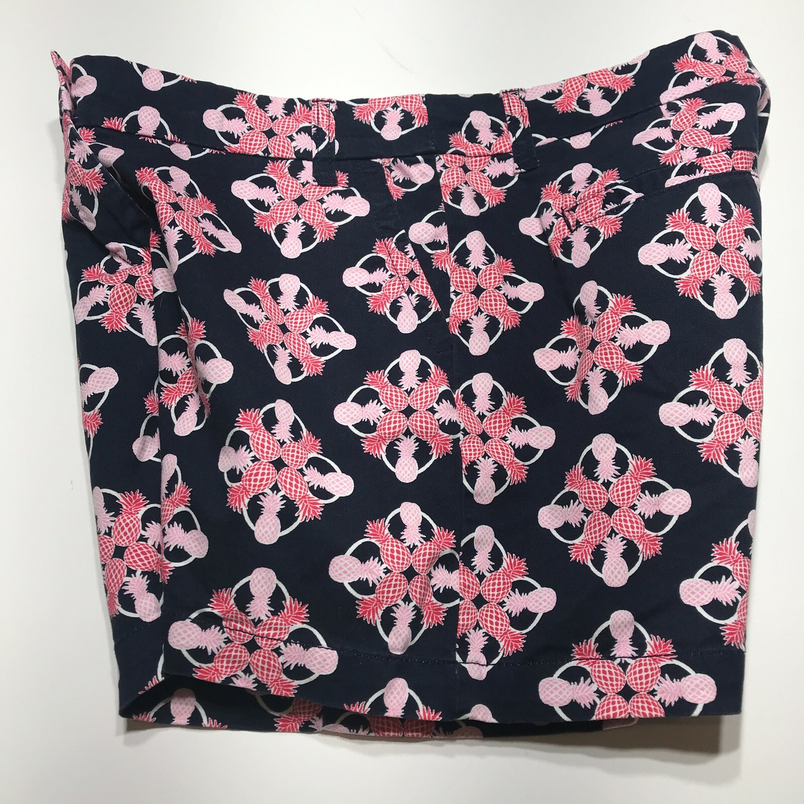 Crown & Ivy Shorts Womens 6 Navy Pink Pineapple Print Chino 5 Inch Midi Stretch image 8